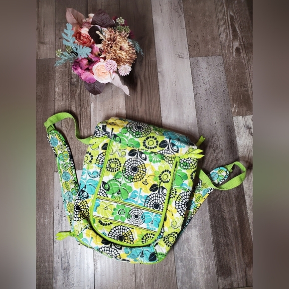 Vera Bradley Limes Up Retired Large Campus Floral Quilted Backpack EUC main image 15